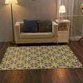 Moroccan Living Room Carpet in Yellow Flower Ring Print Carpet Polyester Pet Friendly Non-Slip Area Rug