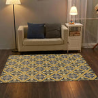 Moroccan Living Room Carpet in Yellow Flower Ring Print Carpet Polyester Pet Friendly Non-Slip Area Rug