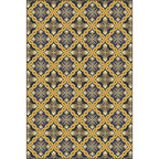 Moroccan Living Room Carpet in Yellow Flower Ring Print Carpet Polyester Pet Friendly Non-Slip Area Rug