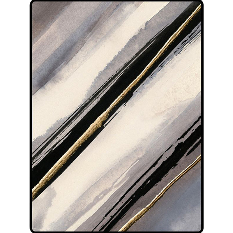Modern living room rug in gray abstract striped pattern Rug Polyester non-slip backing Rug