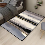 Modern living room rug in gray abstract striped pattern Rug Polyester non-slip backing Rug