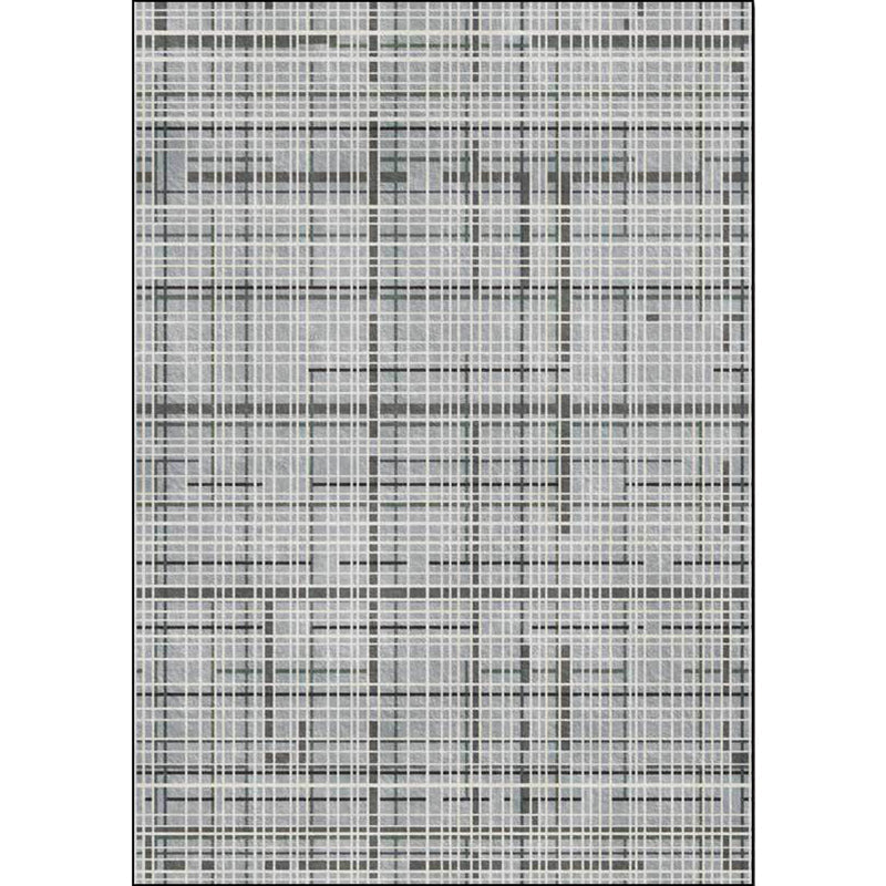 Gray Novelty Rug Polyester Checkered Pattern Rug Washable Non-Slip Back Rug for Living Room