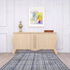 Gray Novelty Rug Polyester Checkered Pattern Rug Washable Non-Slip Back Rug for Living Room