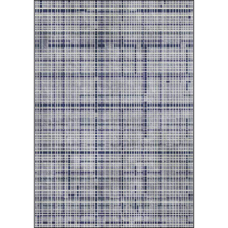 Gray Novelty Rug Polyester Checkered Pattern Rug Washable Non-Slip Back Rug for Living Room