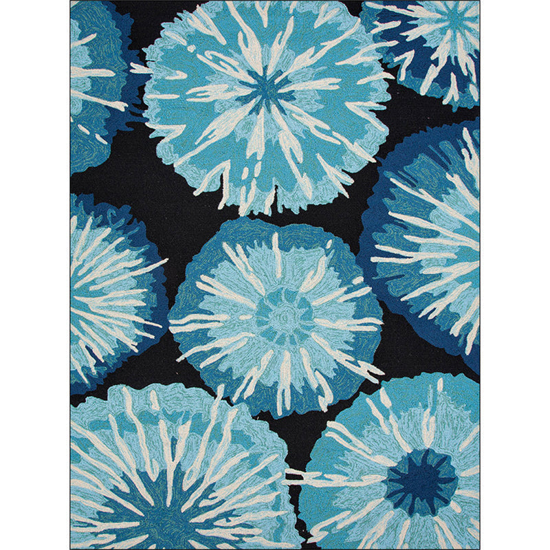 New Flower Print Rug Yellow and Blue Polyester Rug Machine Washable Non-Slip Rug for the Bedroom