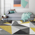 Funky geometric pattern rug gray and golden Nordic rug polyester washable non-slip backing rug for living room