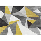 Funky geometric pattern rug gray and golden Nordic rug polyester washable non-slip backing rug for living room