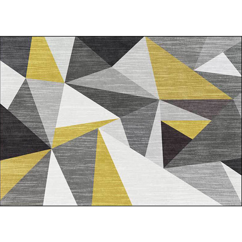 Funky geometric pattern rug gray and golden Nordic rug polyester washable non-slip backing rug for living room