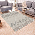 Brown and White Bedroom Rug Southwest Geometric Diamond Stripe Pattern Rug Polyester Pet-Friendly Rug