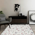 Traditional floral pattern carpet white classic carpet polyester washable non-slip backing carpet for living room