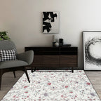 Traditional floral pattern carpet white classic carpet polyester washable non-slip backing carpet for living room
