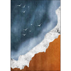 Brown and blue contemporary carpet polyester geography pattern carpet washable non-slip backing carpet for living room