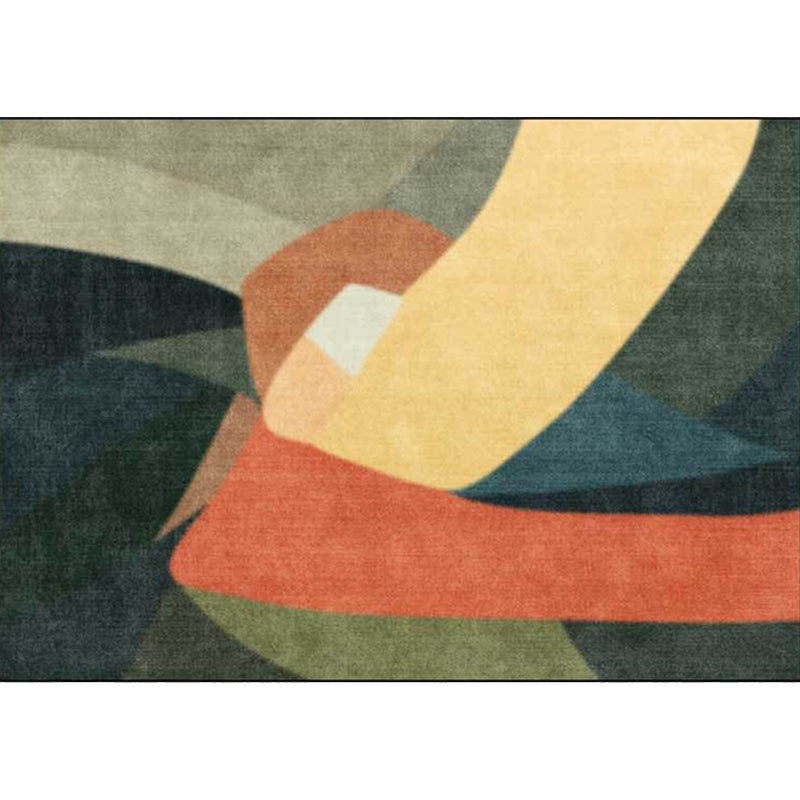 Novelty Living Room Rug Colorful Block Print Rug Polyester Stain Resistant Washable Area Rug