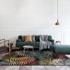 Black Bedroom Carpet Vintage Botanical Leaf Pattern Area Rug Polyester Pet-Friendly Washable Rug