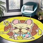 Beautiful children's carpet in pink and yellow animal dog banana balloon pattern carpet polyester washable carpet for the children's room