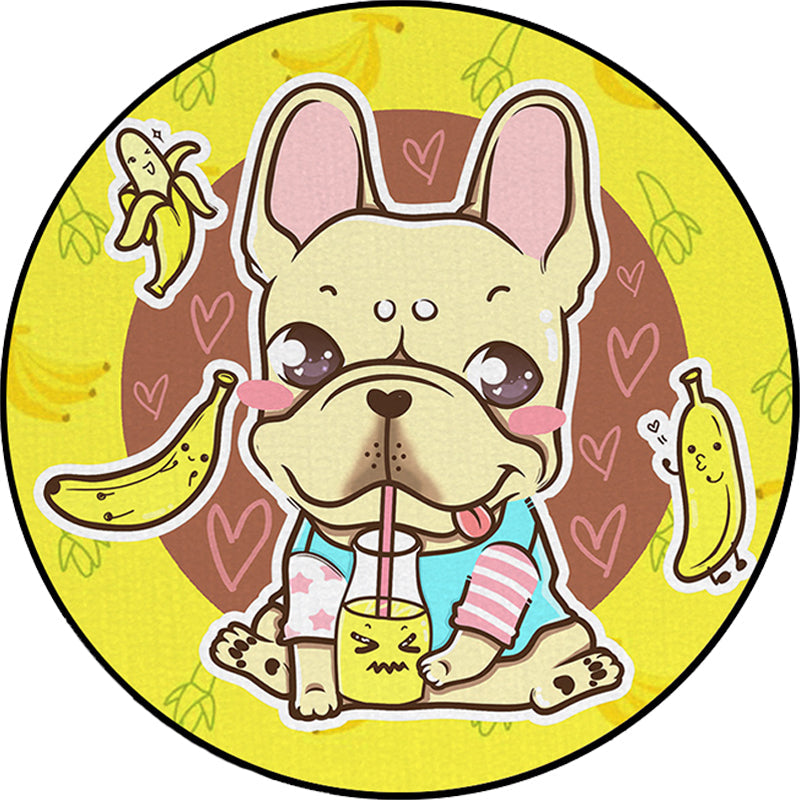 Beautiful children's carpet in pink and yellow animal dog banana balloon pattern carpet polyester washable carpet for the children's room