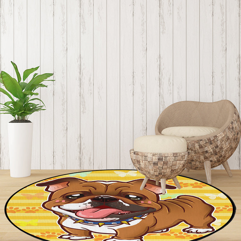 Beautiful children's carpet in pink and yellow animal dog banana balloon pattern carpet polyester washable carpet for the children's room