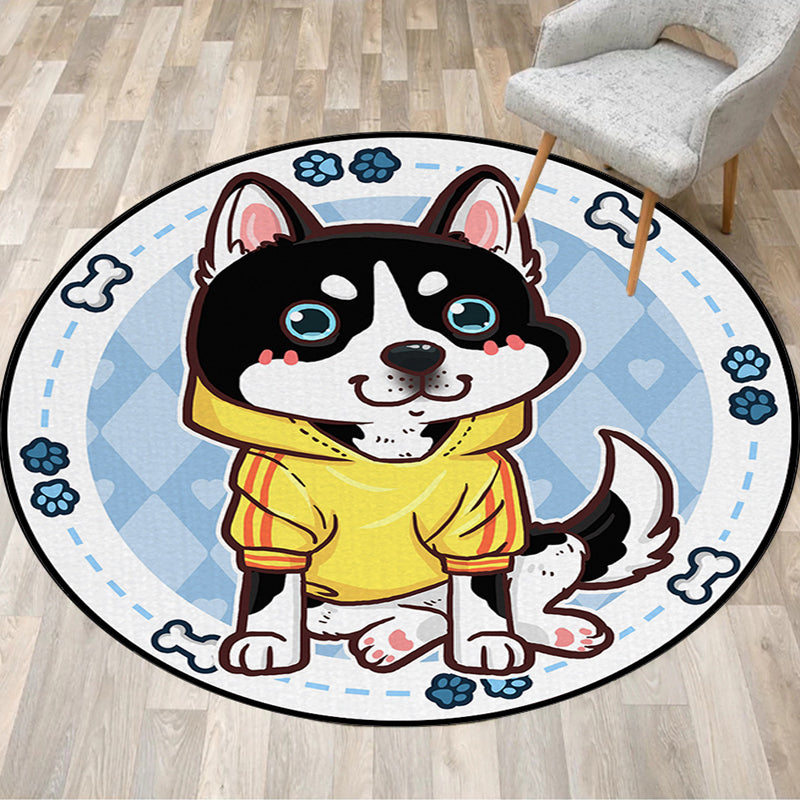Beautiful children's carpet in pink and yellow animal dog banana balloon pattern carpet polyester washable carpet for the children's room