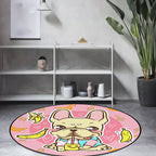 Beautiful children's carpet in pink and yellow animal dog banana balloon pattern carpet polyester washable carpet for the children's room