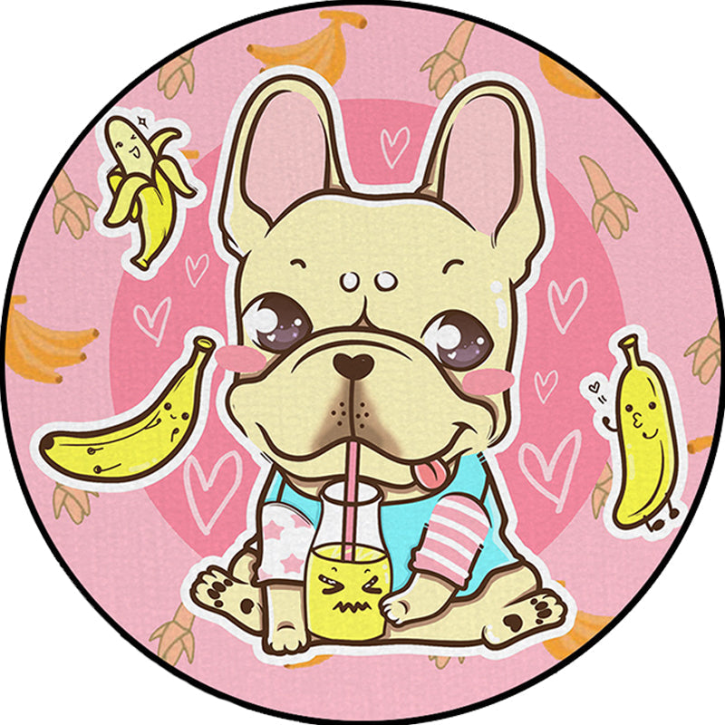 Beautiful children's carpet in pink and yellow animal dog banana balloon pattern carpet polyester washable carpet for the children's room