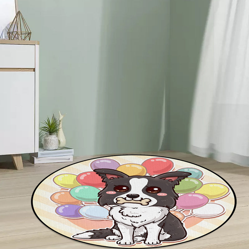 Beautiful children's carpet in pink and yellow animal dog banana balloon pattern carpet polyester washable carpet for the children's room