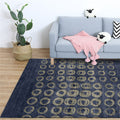 Novelty Living Room Rug in Blue Geometric Circle Print Rug Polyester Non-Slip Back Washable Area Rug
