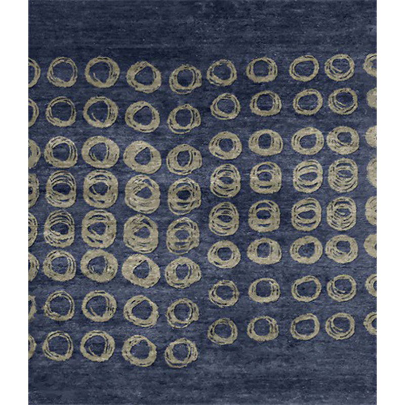 Novelty Living Room Rug in Blue Geometric Circle Print Rug Polyester Non-Slip Back Washable Area Rug