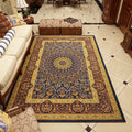 Moroccan Living Room Rug in Blue and Brown Medallion Floral Pattern Print Rug Polyester Pet-Friendly Rug