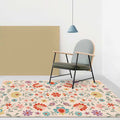 Vintage Floral Pattern Rug Pink Polyester Rug Machine Washable Non-Slip Rug for Bedroom