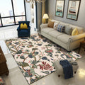 Light Yellow Vintage Carpet Polyester Flower and Leaf Pattern Carpet Washable Non-Slip Background Carpet for Living Room