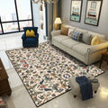 Retro Floral Pattern Carpet Light Yellow Classic Carpet Polyester Washable Non-Slip Back Carpet for Living Room