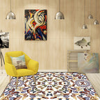 Black and White Vintage Carpet Polyester Butterfly Pattern Carpet Washable Non-Slip Back Carpet for Living Room