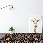 Black and White Vintage Carpet Polyester Butterfly Pattern Carpet Washable Non-Slip Back Carpet for Living Room