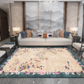 Light brown vintage carpet made of polyester with floral pattern, washable, non-slip back, carpet for the living room