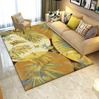 Retro Leaf Pattern Carpet Yellow Classic Carpet Polyester Washable Non-Slip Backing Carpet for Living Room