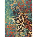 Classic paisley pattern rug Green and Orange Polyester rug Machine washable Non-slip carpet for the bedroom