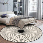 Unique Radial Pattern Rug Apricot Modern Rug Polyester Washable Non-Slip Back Rug for Bedroom