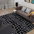 Black and White Contemporary Rug Polyester Crocodile Pattern Rug Washable Non-Slip Backing Carpet for Living Room