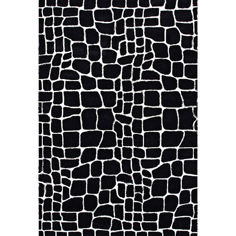 Black and White Contemporary Rug Polyester Crocodile Pattern Rug Washable Non-Slip Backing Carpet for Living Room