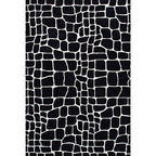 Black and White Contemporary Rug Polyester Crocodile Pattern Rug Washable Non-Slip Backing Carpet for Living Room