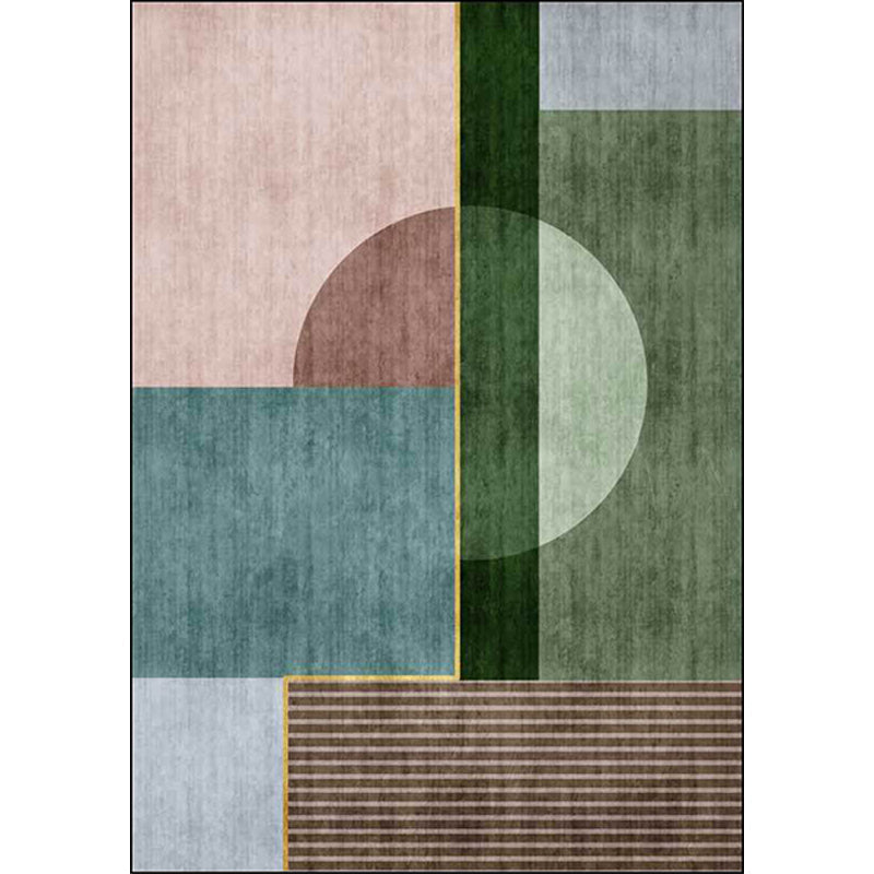 Simple Color Block Carpet Multicolor Nordic Carpet Polyester Washable Non-Slip Back Area Rug for Living Room