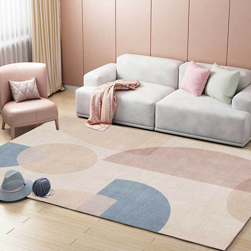 Funky Colorblock Rug Light Brown Modern Rug Polyester Washable Non-Slip Back Rug for the Living Room