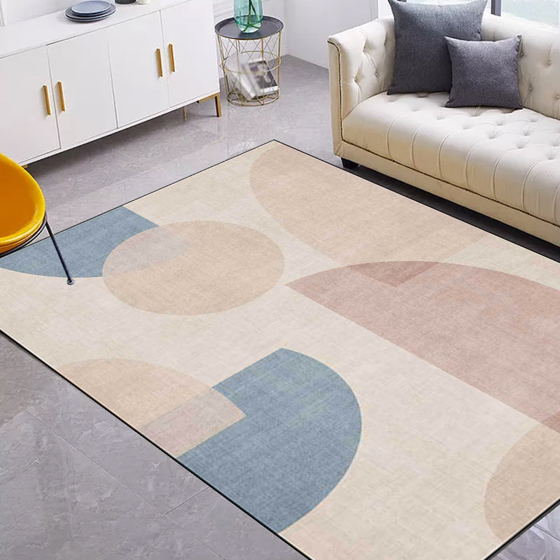 Funky Colorblock Rug Light Brown Modern Rug Polyester Washable Non-Slip Back Rug for the Living Room