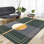 Green and Gray Novelty Rug Polyester Abstract Rug Washable Non-Slip Back Rug for Living Room