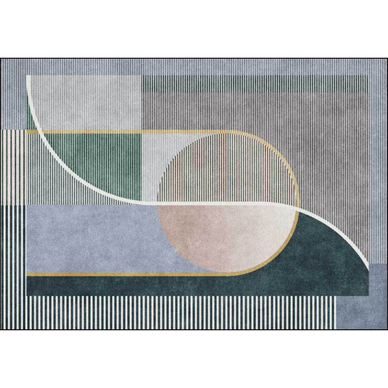 Unique striped carpet green and gray Nordic carpet polyester washable non-slip backing carpet for the living room