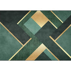 Nordic geometric patterned carpet green and golden polyester carpet machine washable non-slip carpet for the bedroom