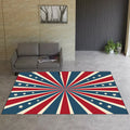 Contemporary radially symmetrical carpet with star blue and red polyester machine washable non-slip rug for the bedroom