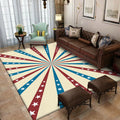 Beige and Blue Modern Rug Polyester Radial and Star Pattern Rug Washable Non-Slip Backing Rug for Living Room