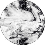 Black and White Bedroom Carpet Modern Abstract Oil Painting Pattern Area Rug Polyester Non-Slip Washable Rug