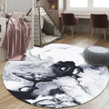 Black and White Bedroom Carpet Modern Abstract Oil Painting Pattern Area Rug Polyester Non-Slip Washable Rug